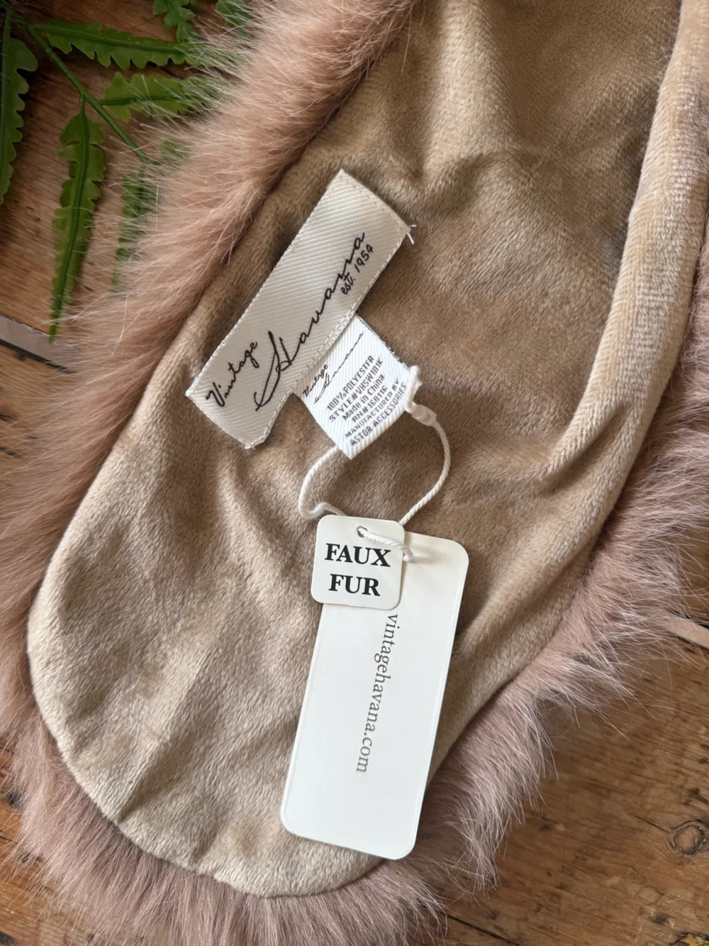 Vintage Havana Plush Faux Fur Scarf in Taupe Brown